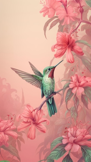 Wallpaper hummingbird flower plant petal