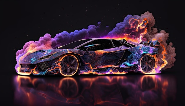 Wallpaper Of Lamborghini Car With Smoke And Galaxy Vibe Generated Ai