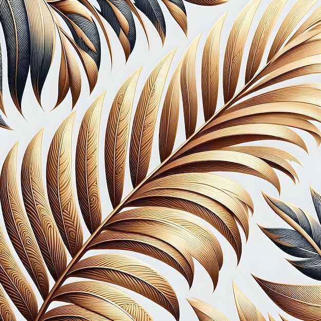 Wallpaper Painting of a feather with gold feathers ai generator