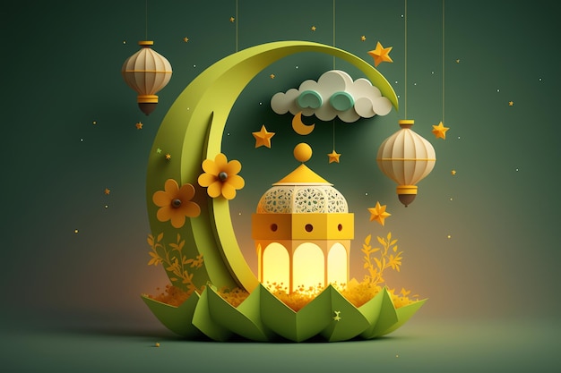 wallpaper ramadhan illustration 3D color islamic month, ramadhan event, islamic wallpaper