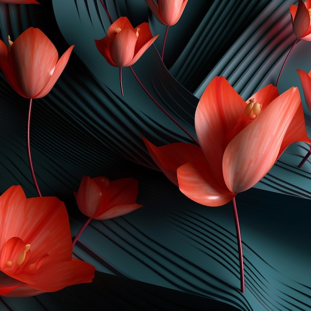 A wallpaper of red flowers with the word tulips on it