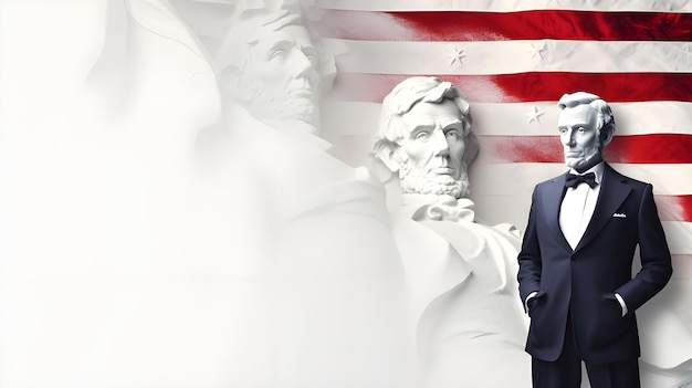 Photo wallpaper and social media banner template for usa presidents day in american flag colors