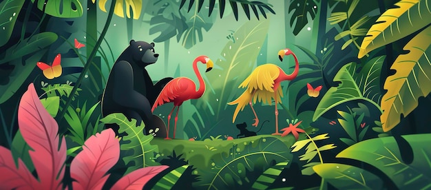 wallpaper of some wild animals in a jungle