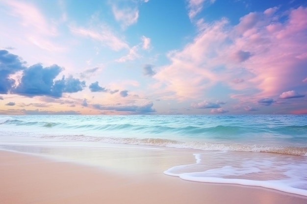 Wallpaper of a surreal beach under colorful light