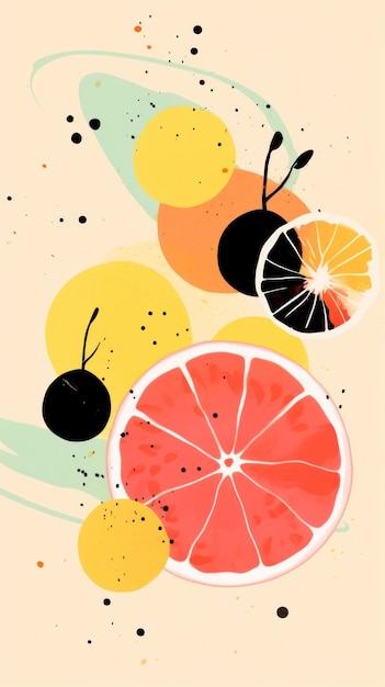 Photo wallpaper tropical fruit abstract backgrounds grapefruit painting