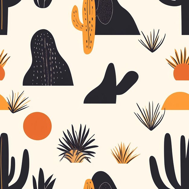 a wallpaper with a black and orange cactus and a black and white background