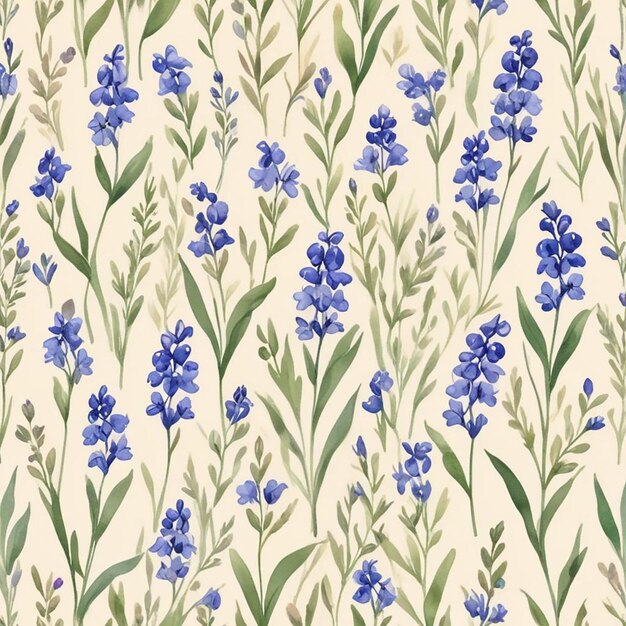 a wallpaper with blue flowers and green leaves