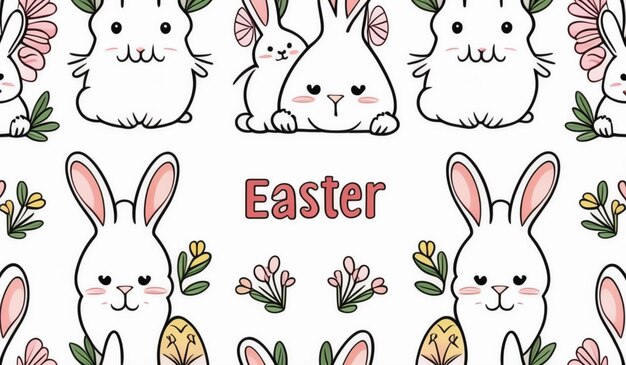 Photo a wallpaper with bunny and bunny pictures