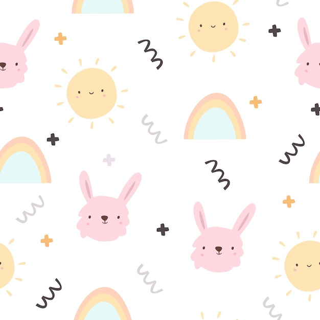 a wallpaper with bunny ears and rainbows