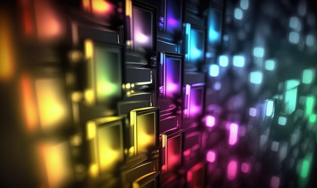 A wallpaper with colorful lights and a black background