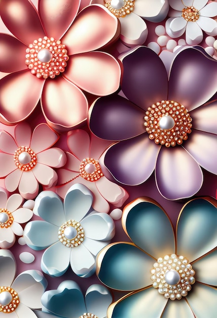 wallpaper with flowers and pearls