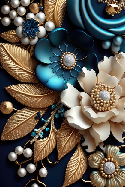 wallpaper with flowers and pearls