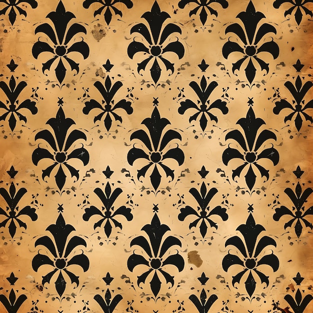 Photo a wallpaper with a gold background with a black flower design