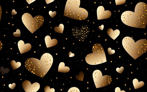 Photo a wallpaper with hearts and the words love in gold and gold