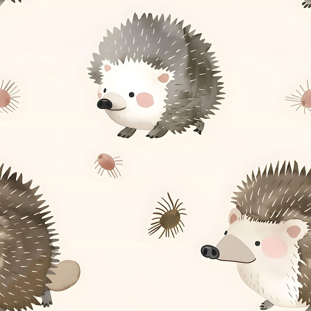 Photo a wallpaper with a hedgehog and other animals