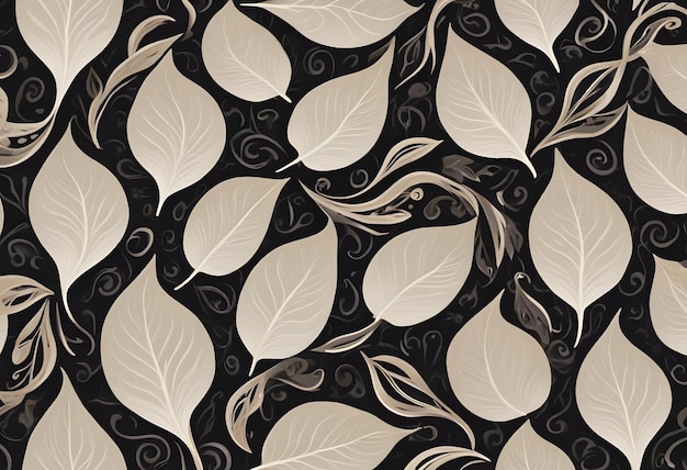 a wallpaper with leaves and a bird on it