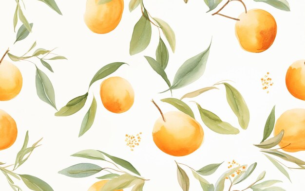 Photo a wallpaper with oranges and leaves and lemons