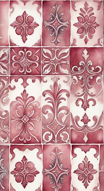 a wallpaper with a pattern of pink and white tiles