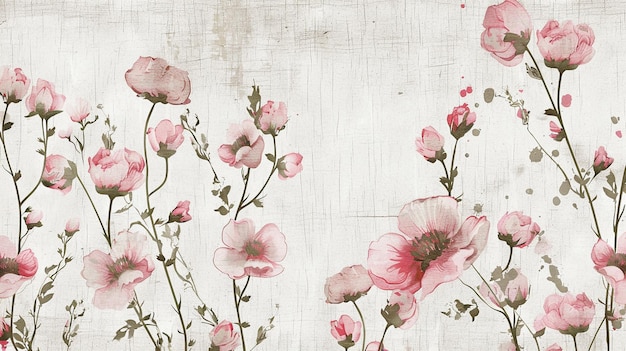 a wallpaper with pink flowers on it and a white background