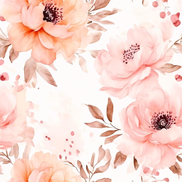 a wallpaper with pink flowers and leaves