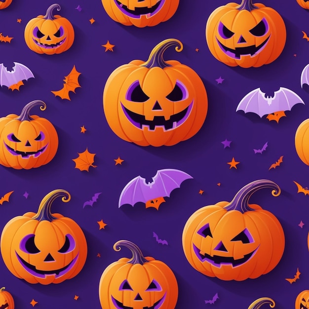 a wallpaper with pumpkins and bats on it