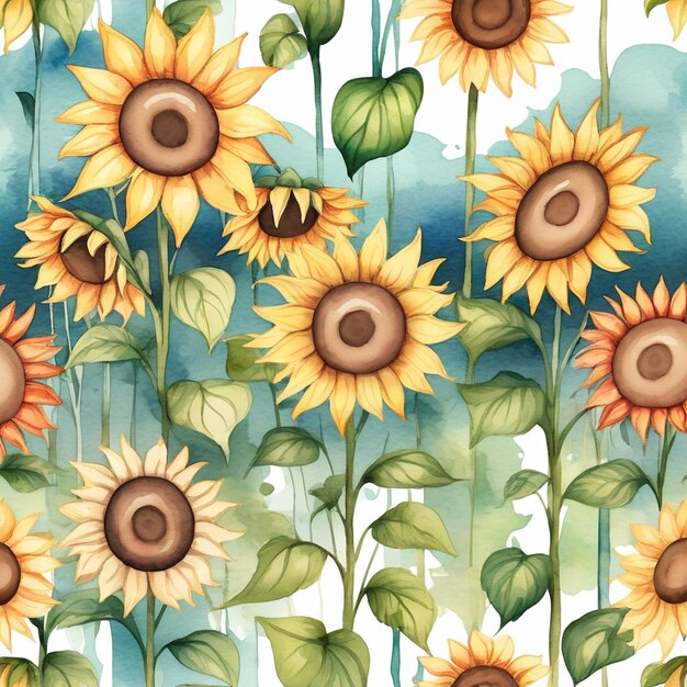 a wallpaper with sunflowers and a blue background