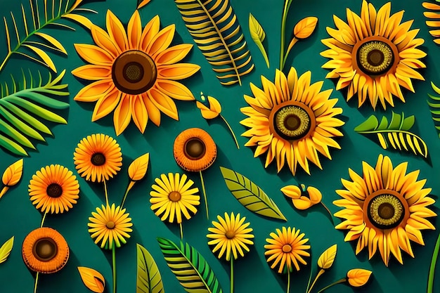 A wallpaper with sunflowers on it