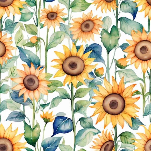 a wallpaper with sunflowers and leaves