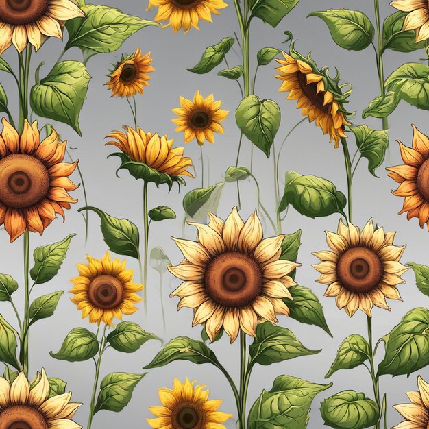 a wallpaper with sunflowers and leaves