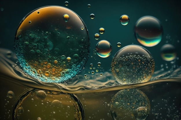 Wallpaper with water bubbles in macro