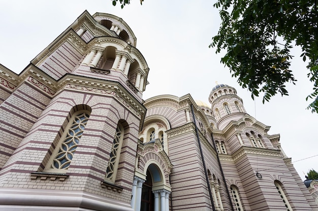 Walls of Nativity of Christ Cathedral in Riga city