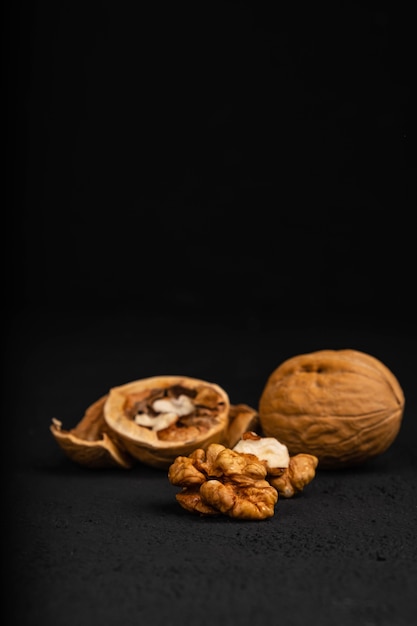 Walnut on a dark background