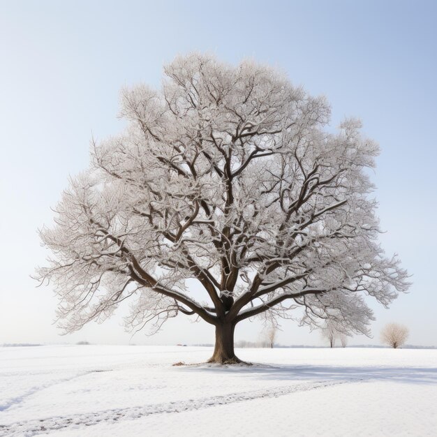 Walnut Tree for nuts covered with frost and snow isolated on white background