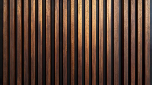 Walnut wood slat wall vertical timber battens rich brown tones architectural detail geometric patter