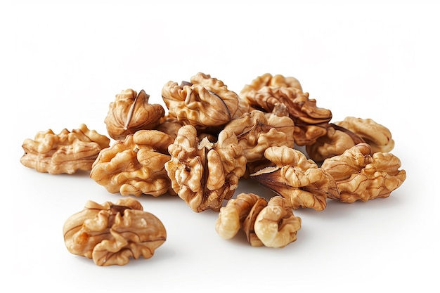 Walnuts a bunch of peeled walnuts on a white background