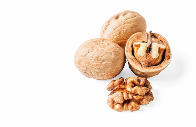 Walnuts isolated on white background