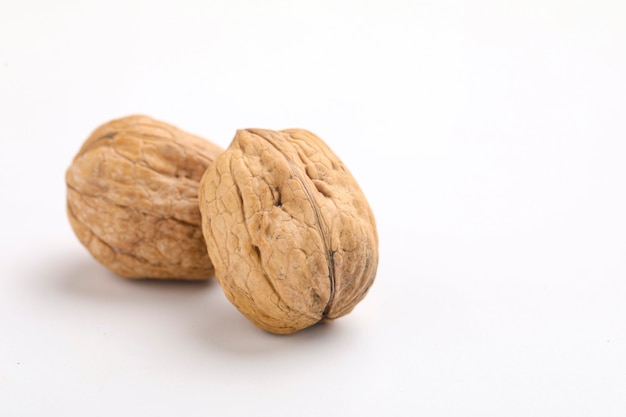 Walnuts isolated on a white surface