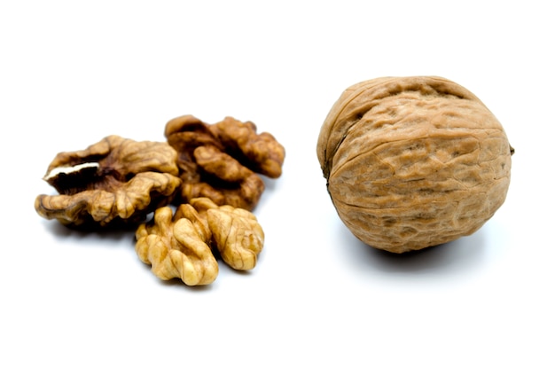 Walnuts isolated on the white wall