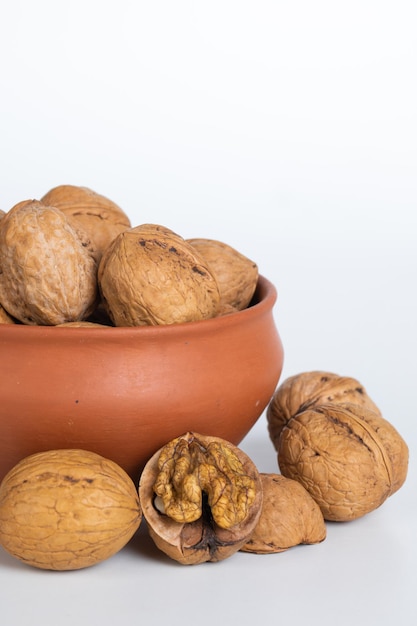 Walnuts with isolated on white.