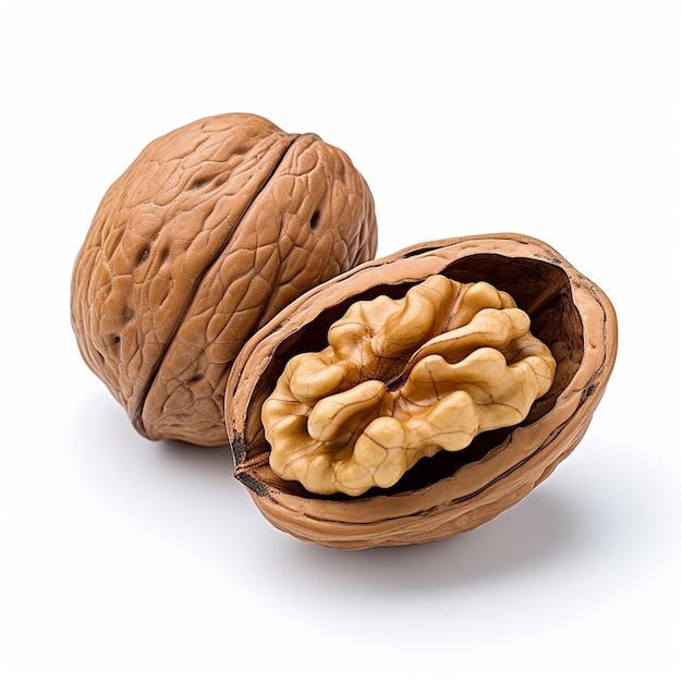 walnuts with a white background