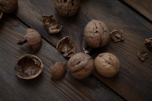 walnuts on wooden background