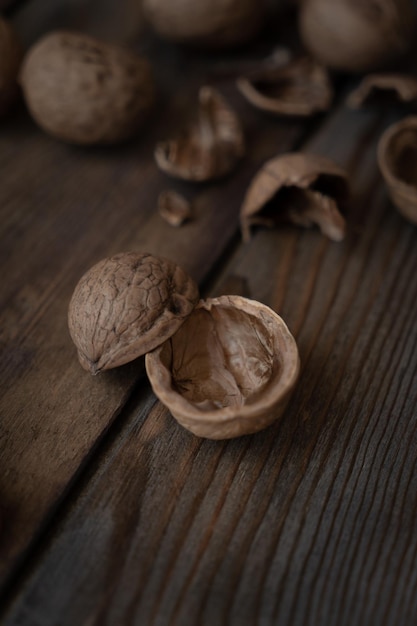 walnuts on wooden background