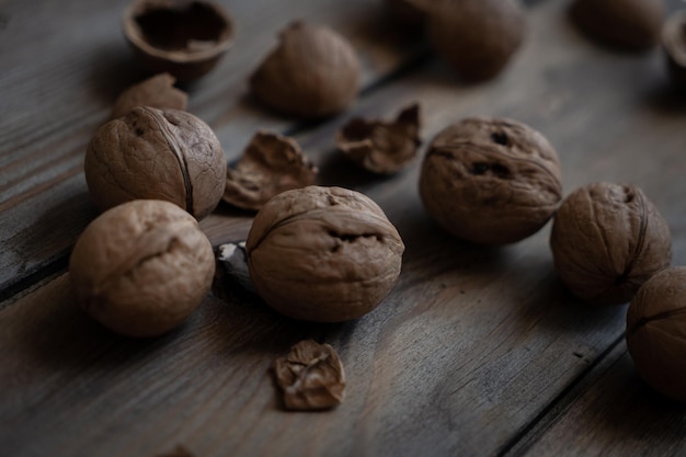 walnuts on wooden background