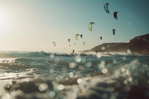 Wander into the hidden coves where kitesurfers exc generative ai