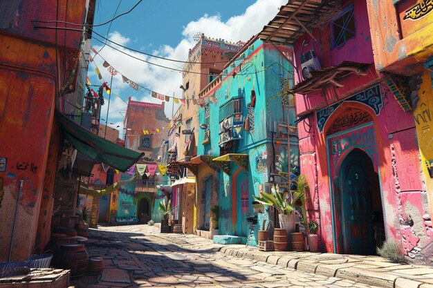 Wander through the colorful streets adorned with s generative ai