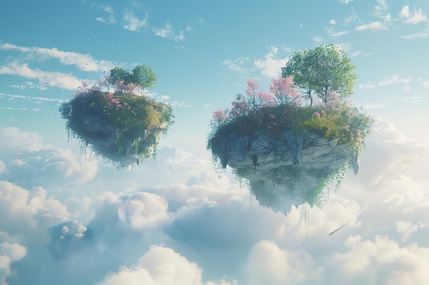 Wander through a surreal dreamscape where floating generative ai