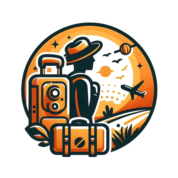 Photo wanderlust explorer emblem traveller logo design