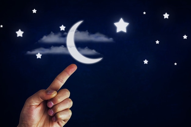 Waning crescent moon in hand