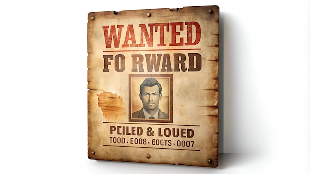 Photo wanted for reward poster 3d illustration isolated