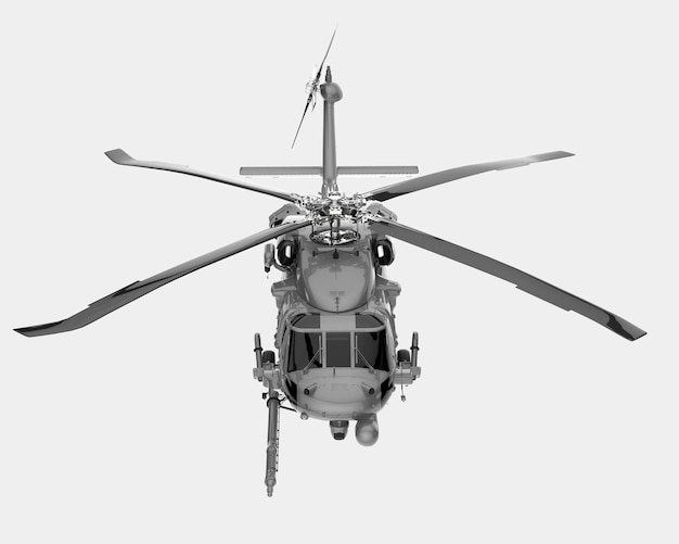 Photo war helicopter isolated on grey background 3d rendering illustration